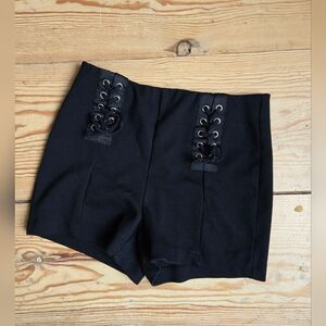 Ardene Black Lace-Up Detail Mini Shorts XS